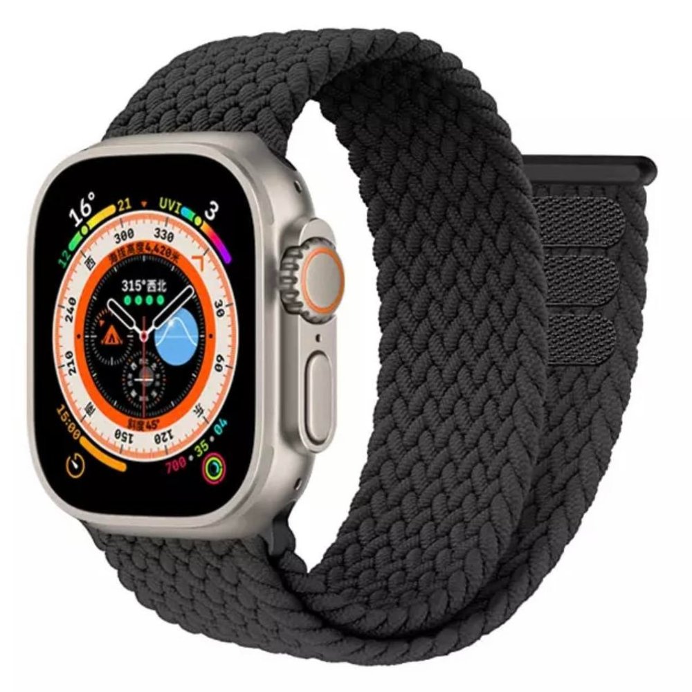 NEW Velcro Braided SOLO Loop band For Apple Watch - Black